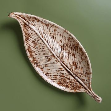 Ceramic leaf beige-coffee, S