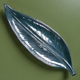 Ceramic leaf turquoise mother of pearl, M