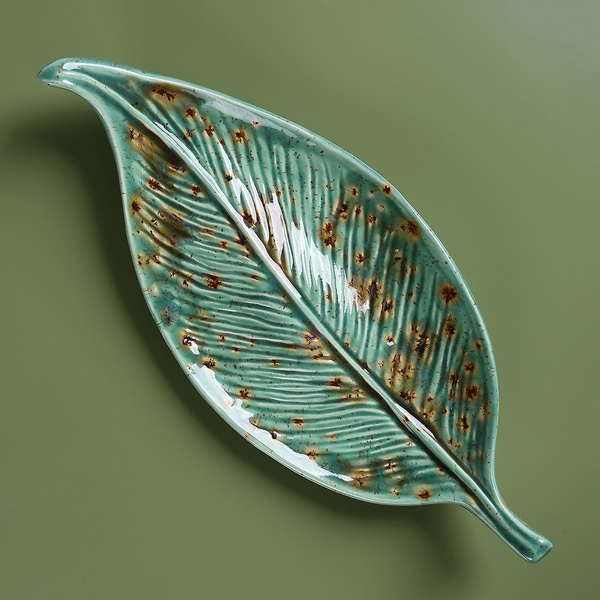 Ceramic leaf turquoise coffee, S