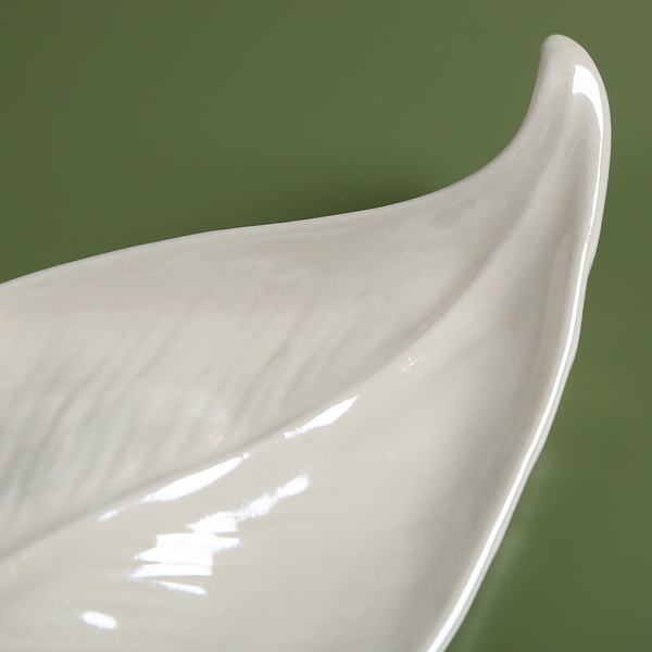 Ceramic leaf white mother-of-pearl, S