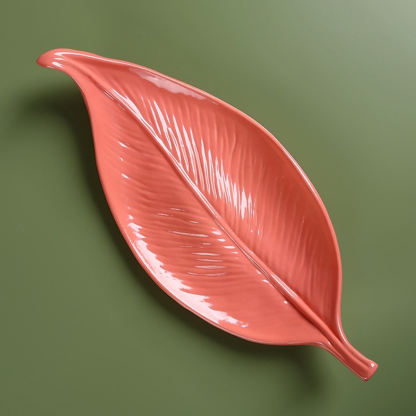 Ceramic leaf pink, S