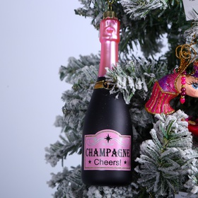 Glass Champagne Bottle Black 13 cm
