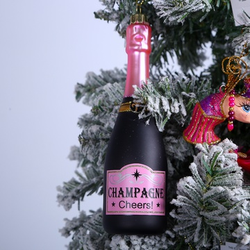 Glass Champagne Bottle Black 13 cm