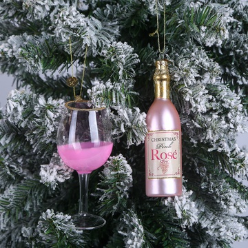 Set of Christmas tree toys "Pink wine"