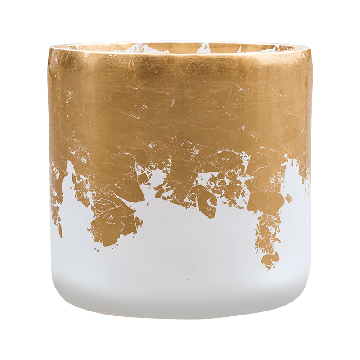 Кашпо Baq Luxe Lite Cylinder глянцевый бело-золотой, М