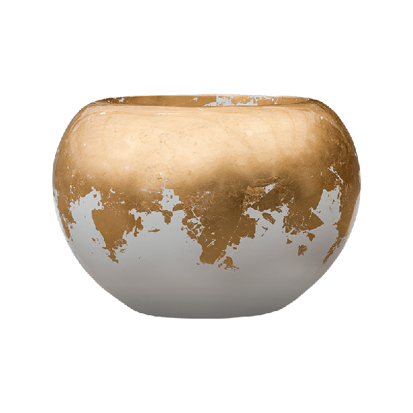 Кашпо Baq Luxe Lite Globe глянцевий біло-золотий, М