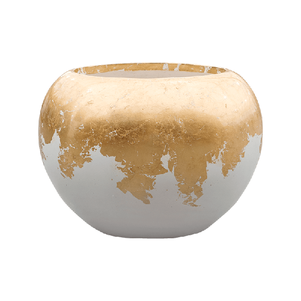 Кашпо Baq Luxe Lite Globe глянцевий біло-золотий, L
