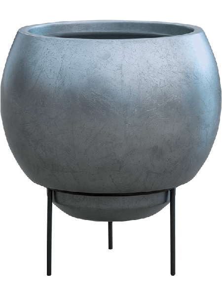 Кашпо Nieuwkoop Baq Metallic Globe Elevated матовое серо-голубое, M