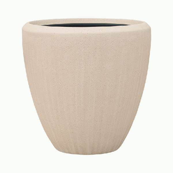 Planter Baq Polystone Plain Couple Natural  (with liner), M