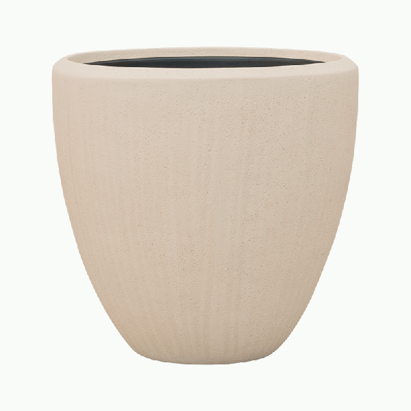 Planter Baq Polystone Plain Couple Natural  (with liner), L