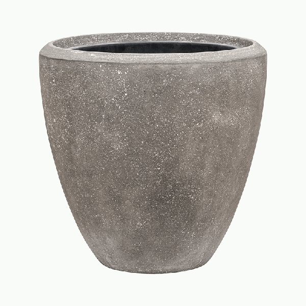Planter Baq Polystone Plain Couple Grey  (with liner), M