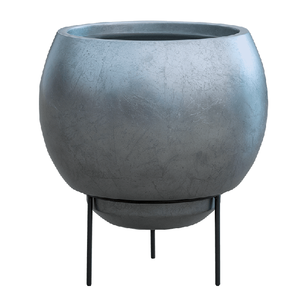 Кашпо Nieuwkoop Baq Metallic Globe Elevated матове сіро-блакитне, M