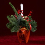 New Year's composition in the planter Bull, amber