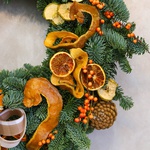 Christmas wreath with dried fruits