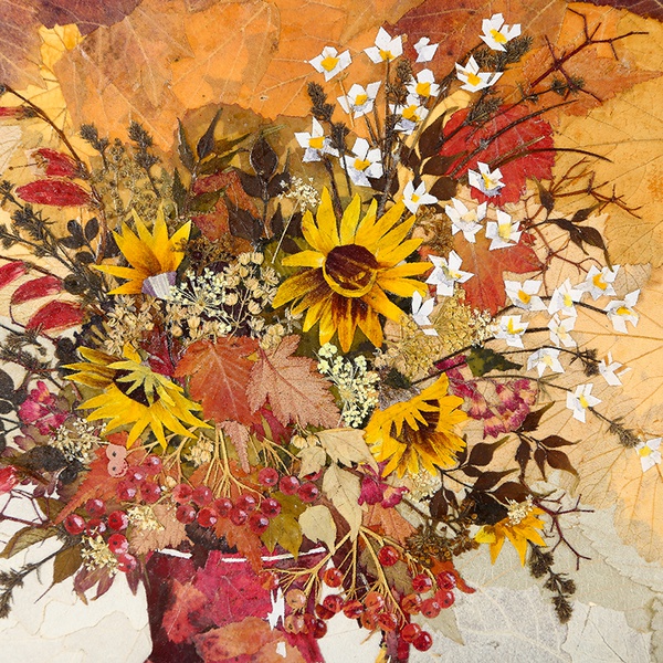 Картина в технике ошибана "Подсолнухи"