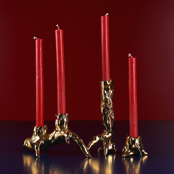 Candlestick "Stump" gold vintage