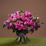Bouquet of garden roses and clematis
