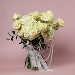 Bouquet of white trojans “Perlinna elegance”