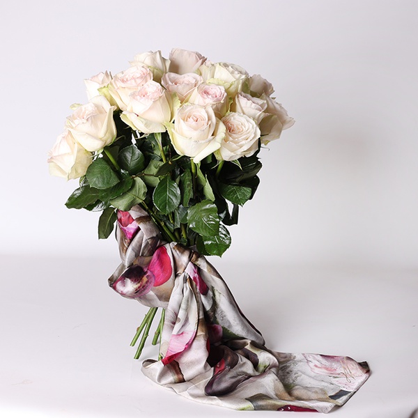 Bouquet with a delicate scarf "Morning flowers"