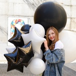 Bunch of black and white balloons
