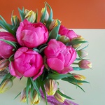 Bouquet of tulips and peonies