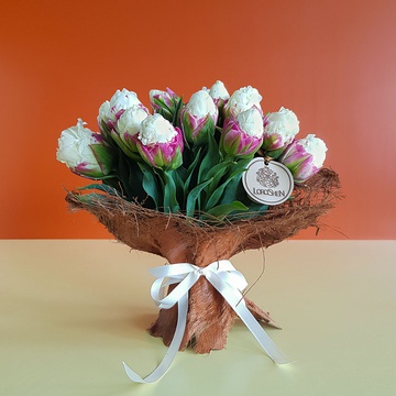Bouquet of 21 tulips "Ice Cream"