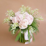 Delicate bouquet with peonies and lilies of the valley "Summer Romance"