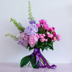 Bouquet with hydrangea, peonies and roses