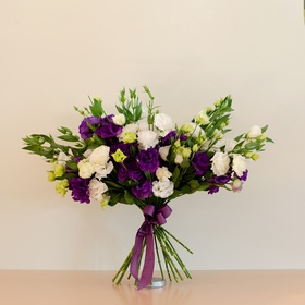 Bouquet of eustoma white-violet