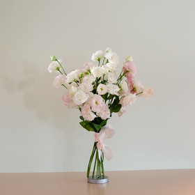 Bouquet of eustoma white-pink