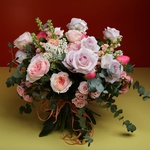Bouquet with roses and eucalyptus