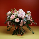 Bouquet with roses and eucalyptus