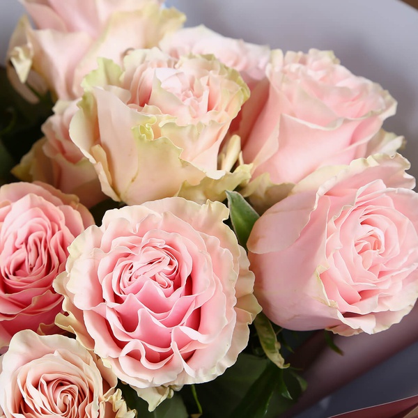 Букет из 15 розово-кремовых роз