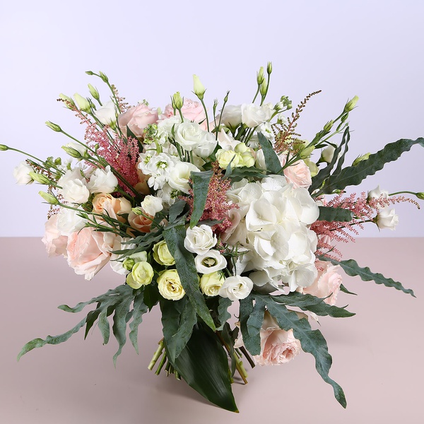 Bouquet with hydrangea and garden roses