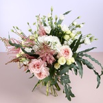 Bouquet with white hydrangea and garden roses