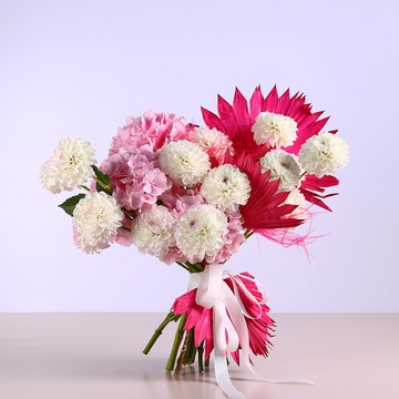 Bouquet with dahlias and hydrangea