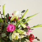 Spring bouquet with peonies and branches