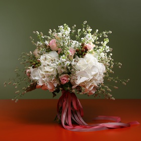 Bouquet with hydrangea and rubus