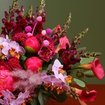 Bouquet with peonies and cortaderia