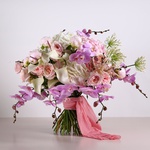 Bouquet with garden roses and peonies