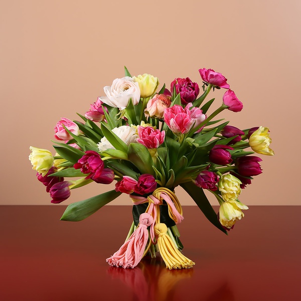Bouquet of tulips and ranunculus