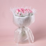 «Нежная вуаль: 35 розовых тюльпанов»