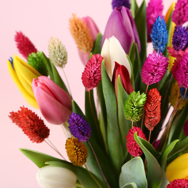 Bouquet “15 Tulips with Phalaris”