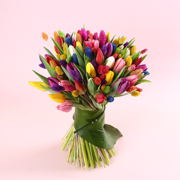 Bouquet “51 Tulips with Phalaris”