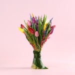 Bouquet “15 Tulips with Colored Oats”