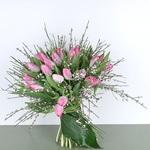 Bouquet of 51 pink tulips with jinestra