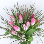 Bouquet of 15 pink tulips with jinestra