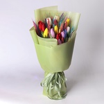 Bouquet of 15 tulips with wheat mix