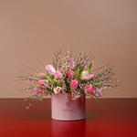 Композиція з 15 рожевих тюльпанів
