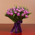 Букет з 51 фіолетових піоновідних тюльпанів